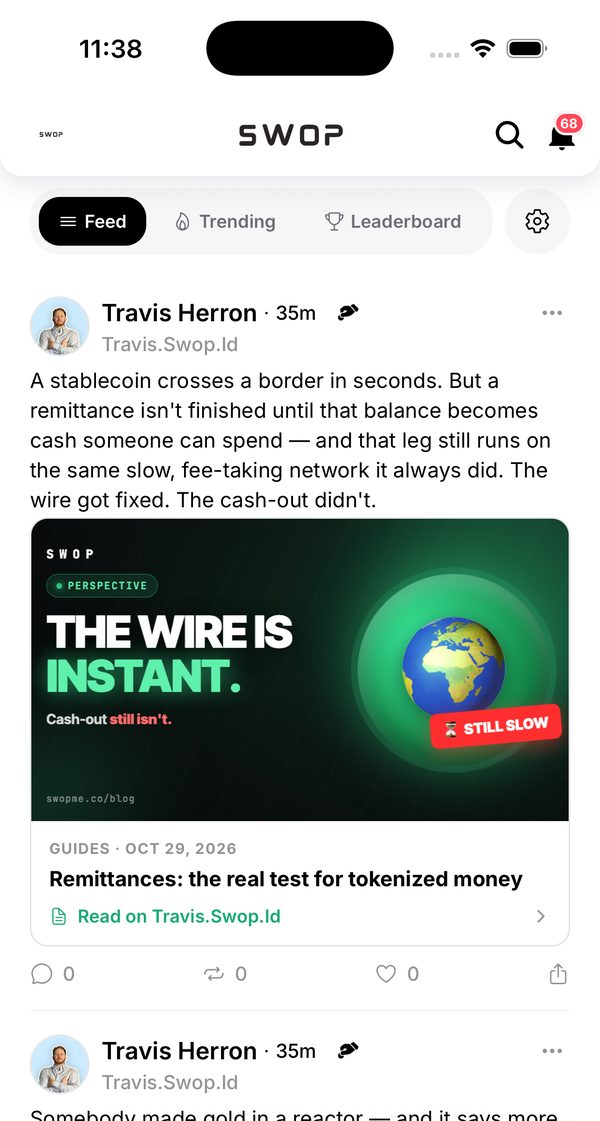 The Swop feed with posts from people you follow
