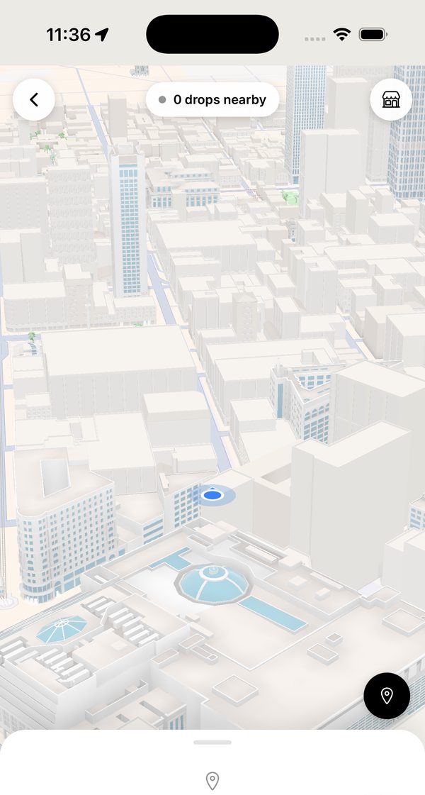 The real Drops map in the Swop app, showing drops near you